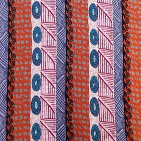 100% Rayon Crepe Colored Background & Assorted Brown Geometric Patterns Fabric