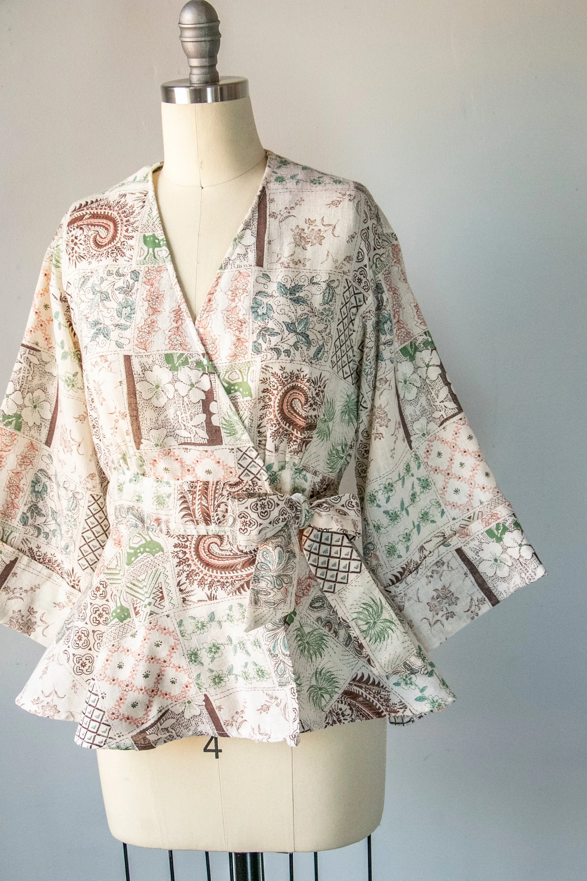 1970s Peplum Wrap Blouse Boho S