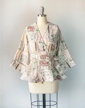 1970s Peplum Wrap Blouse Boho S