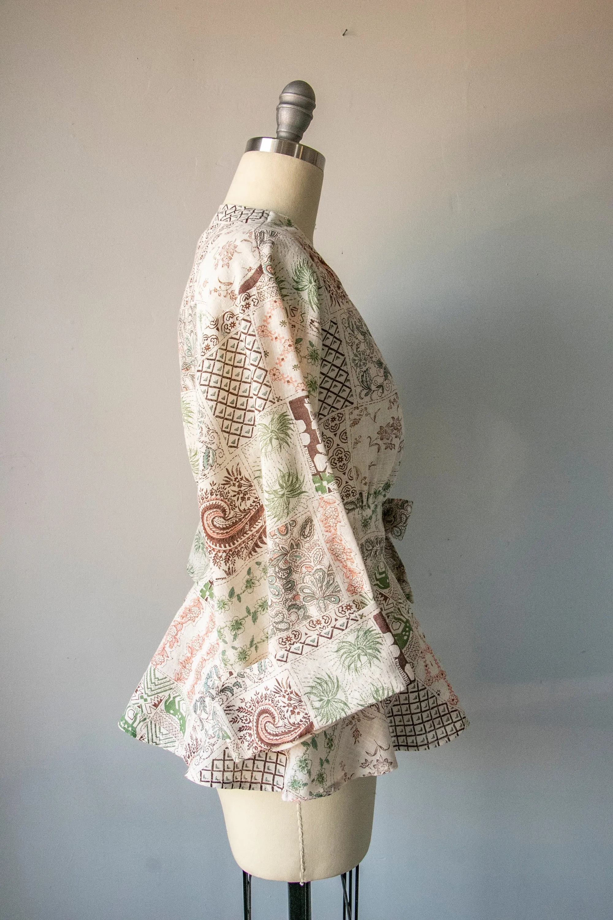 1970s Peplum Wrap Blouse Boho S