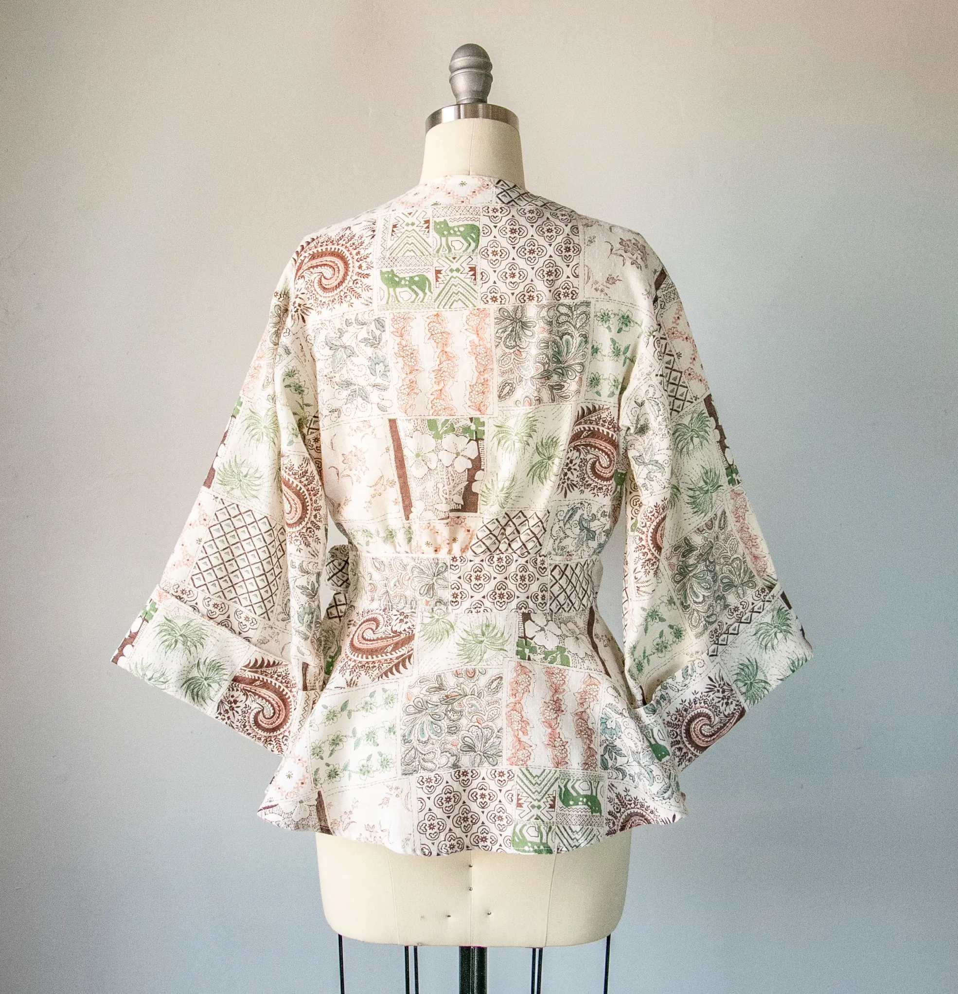 1970s Peplum Wrap Blouse Boho S
