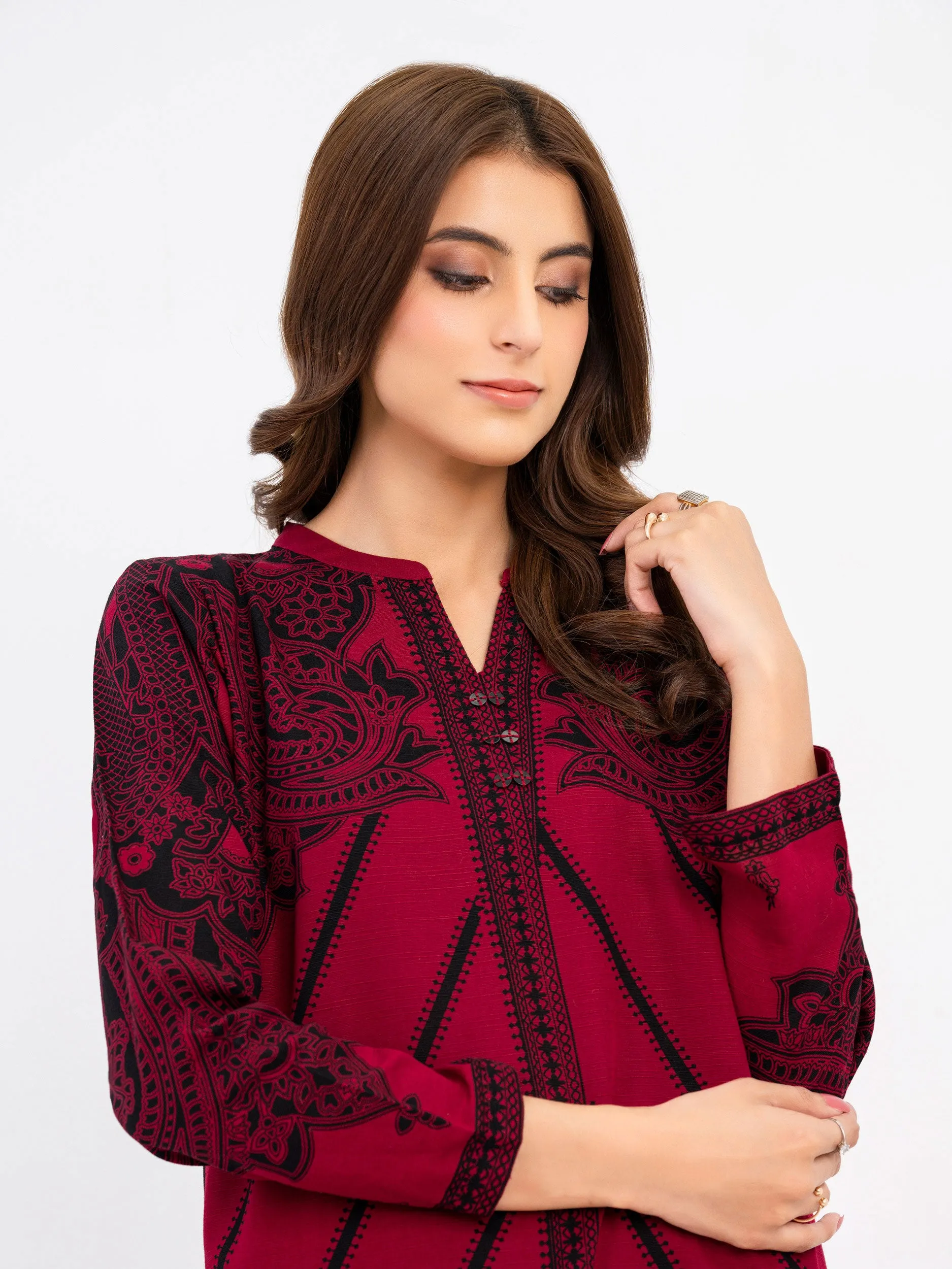 2 Piece Khaddar Suit-Embroidered(Pret)