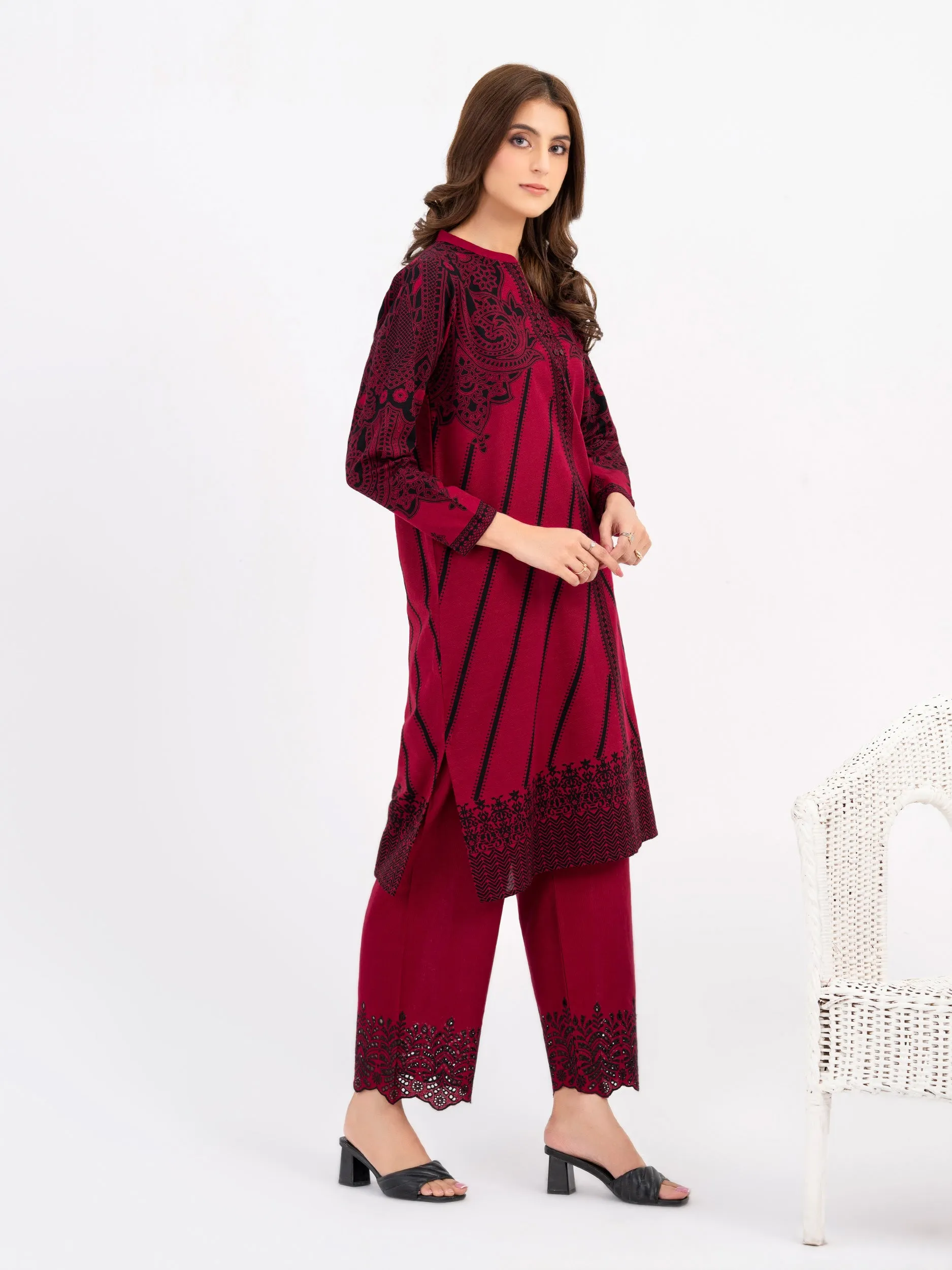 2 Piece Khaddar Suit-Embroidered(Pret)