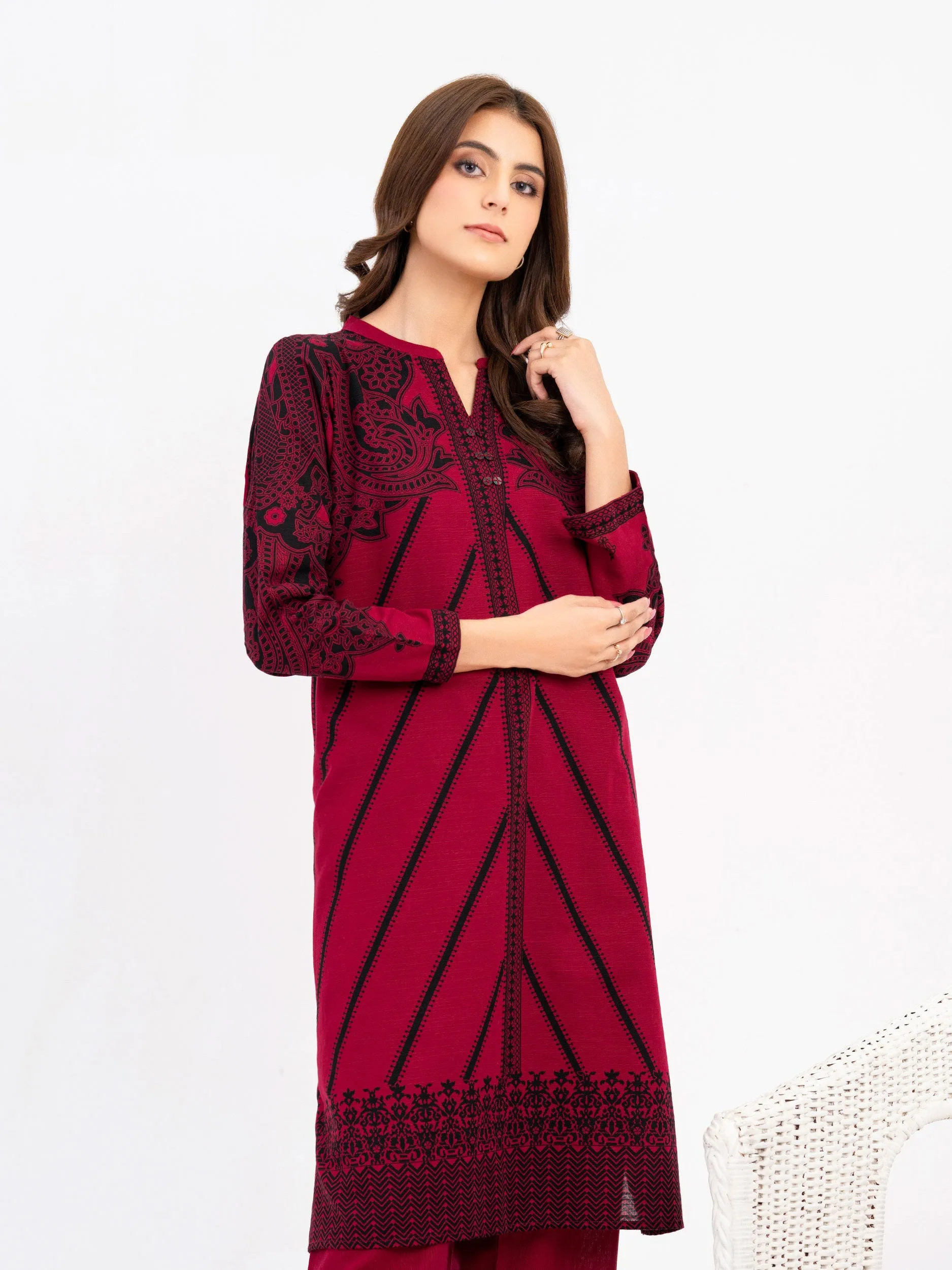 2 Piece Khaddar Suit-Embroidered(Pret)
