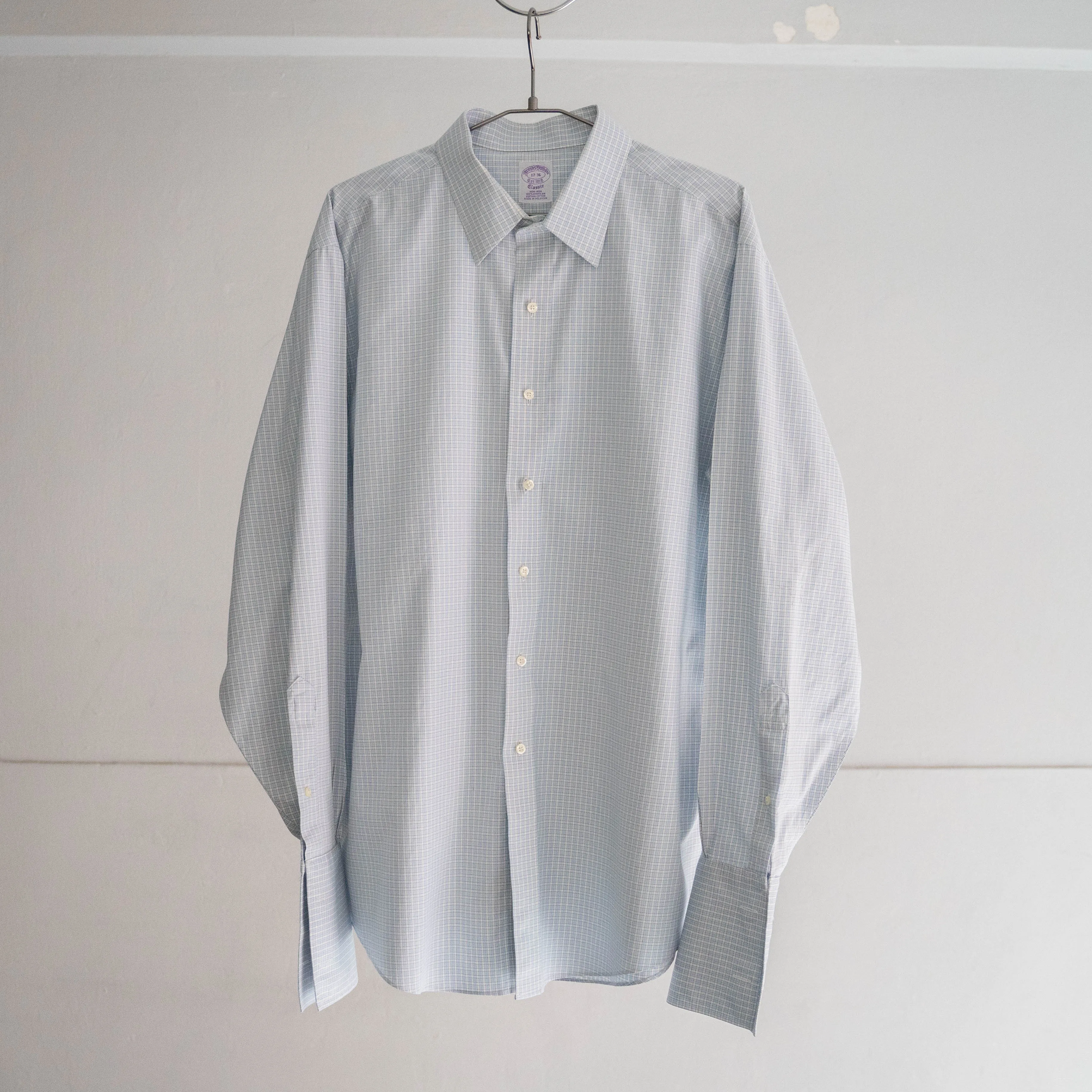 2000s light blue checked shirt 'Brooks Brothers' -double cufflinks-