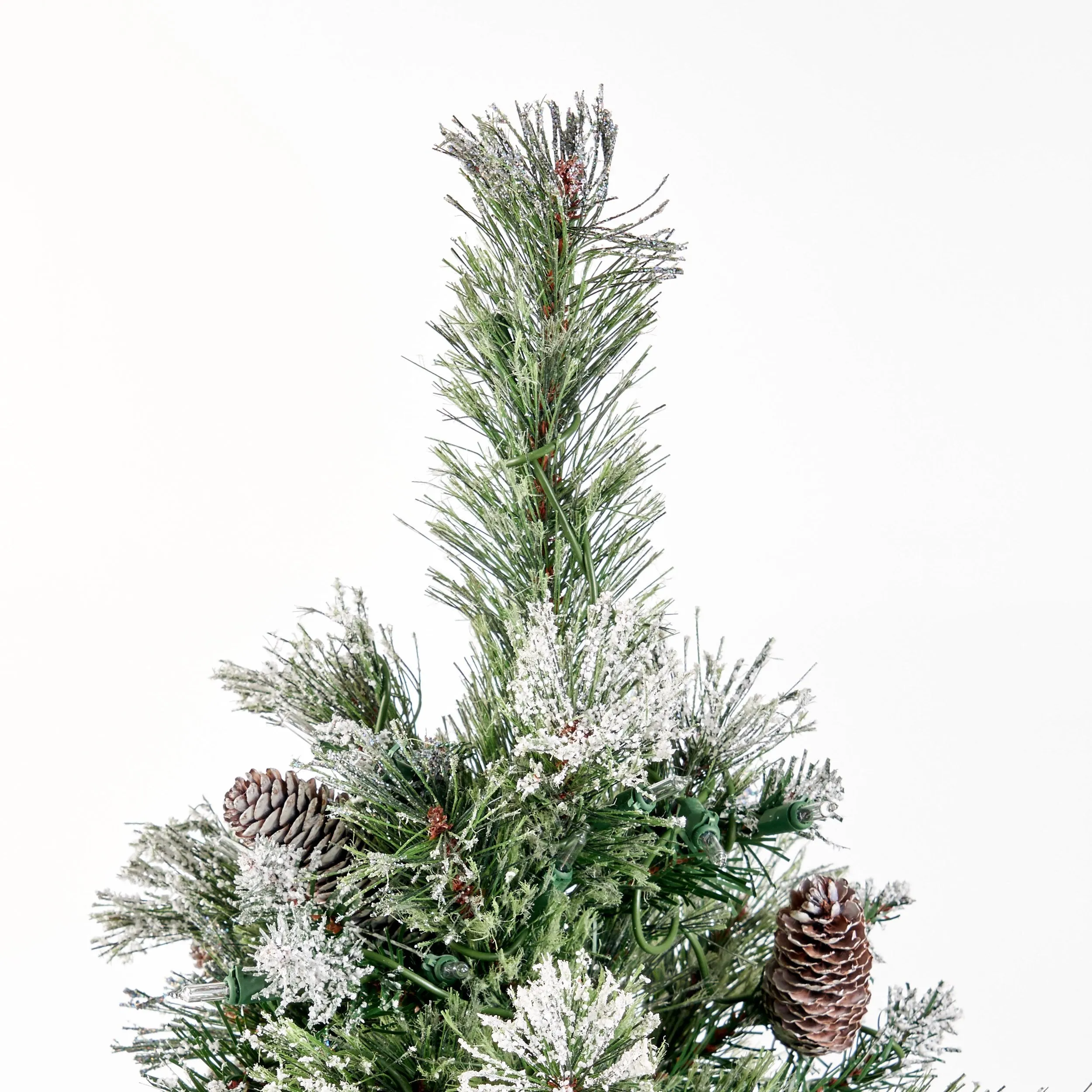4.5-foot Cashmere Pine and Mixed Needles Hinged Artificial Christmas Tree with Snow and Glitter Branches and Frosted Pinecones - NH933703