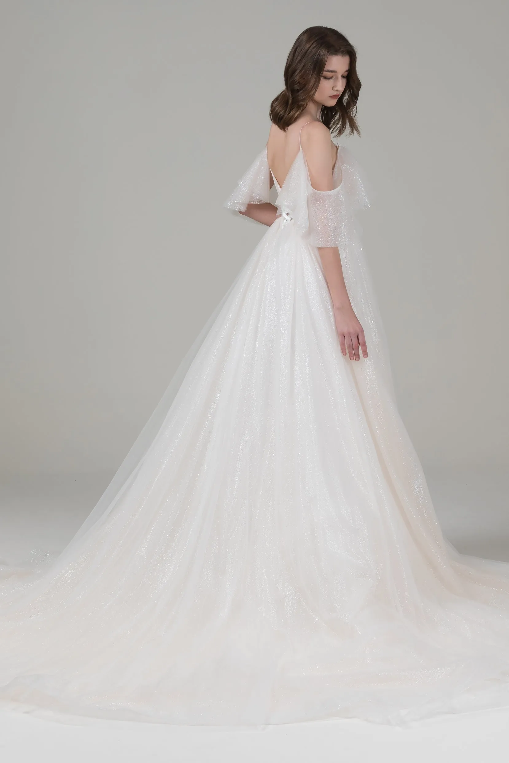 A-Line Chapel Train Tulle Wedding Dress CW2540