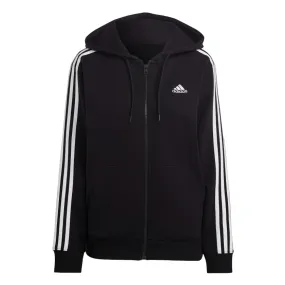 Adidas felpa da donna con cappuccio co 3 striscie cerniera intera in cotone leggero IC8769 nero
