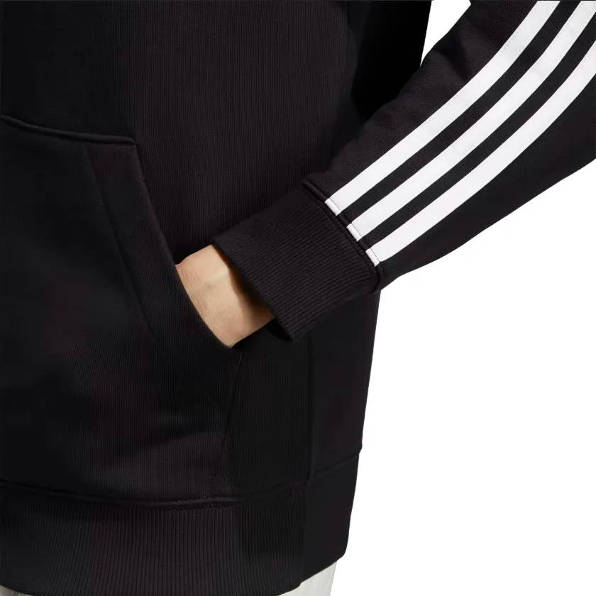 Adidas felpa da donna con cappuccio co 3 striscie cerniera intera in cotone leggero IC8769 nero