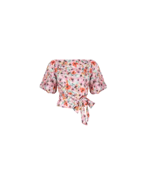 ALLEGRA LINEN BLOUSE PANSY FLORAL