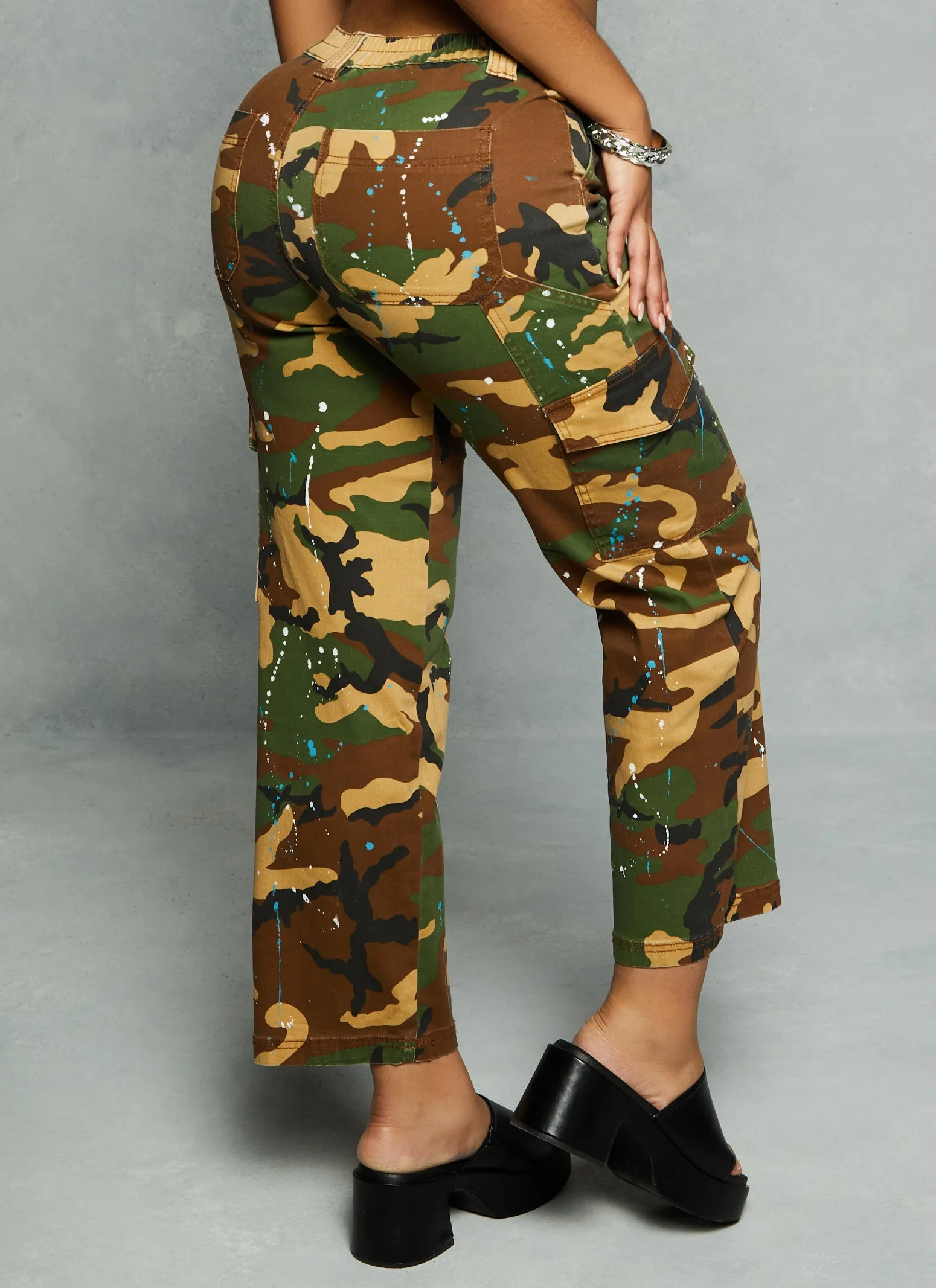 Almost Famous Camo Paint Splatter Cargo Pants