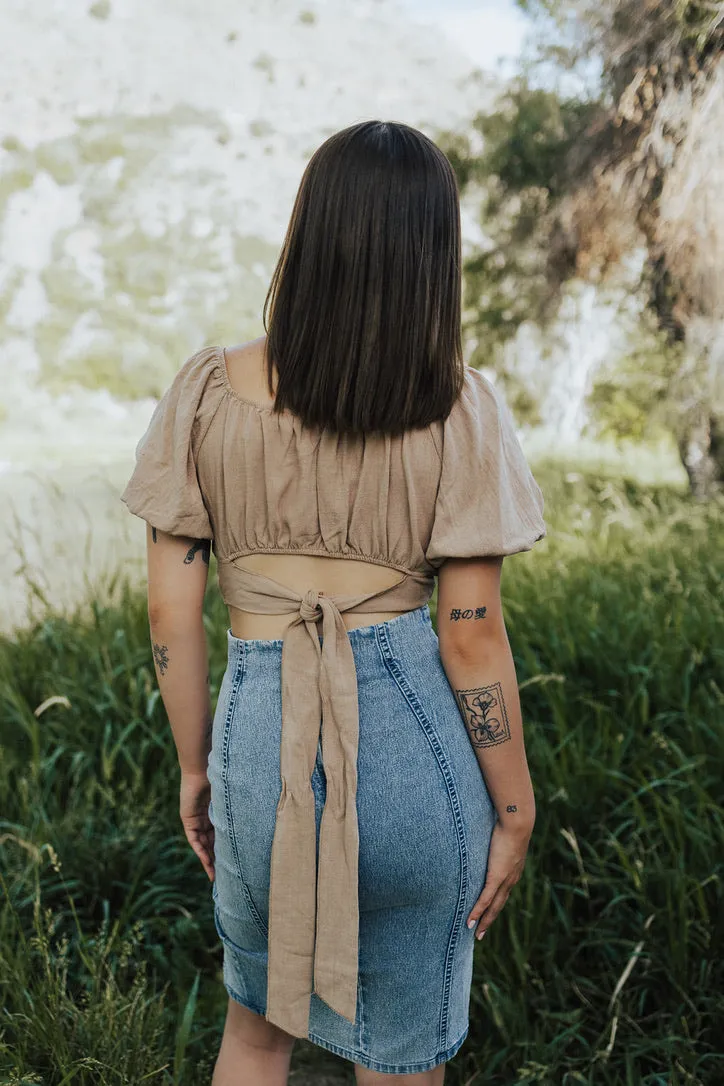 Ambitious Crop Wrap Tie Blouse - FINAL SALE