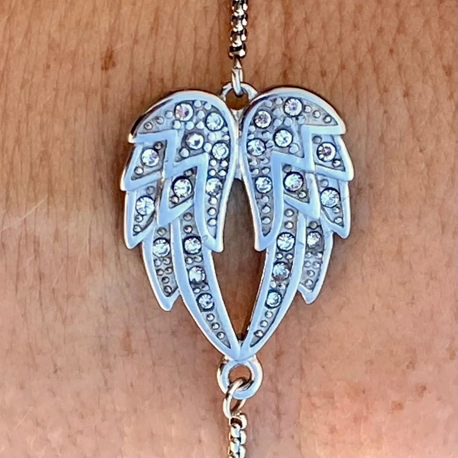 Angel Heart Wing Bracelets - Double Angel Wing - Silver w/White Stone - Bracelet - SK2608B