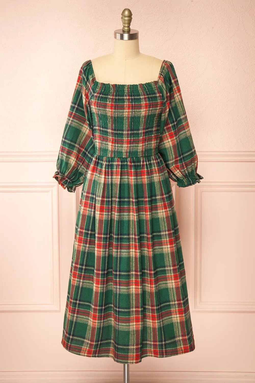 Arellia Green | Plaid Flannel Midi Dress
