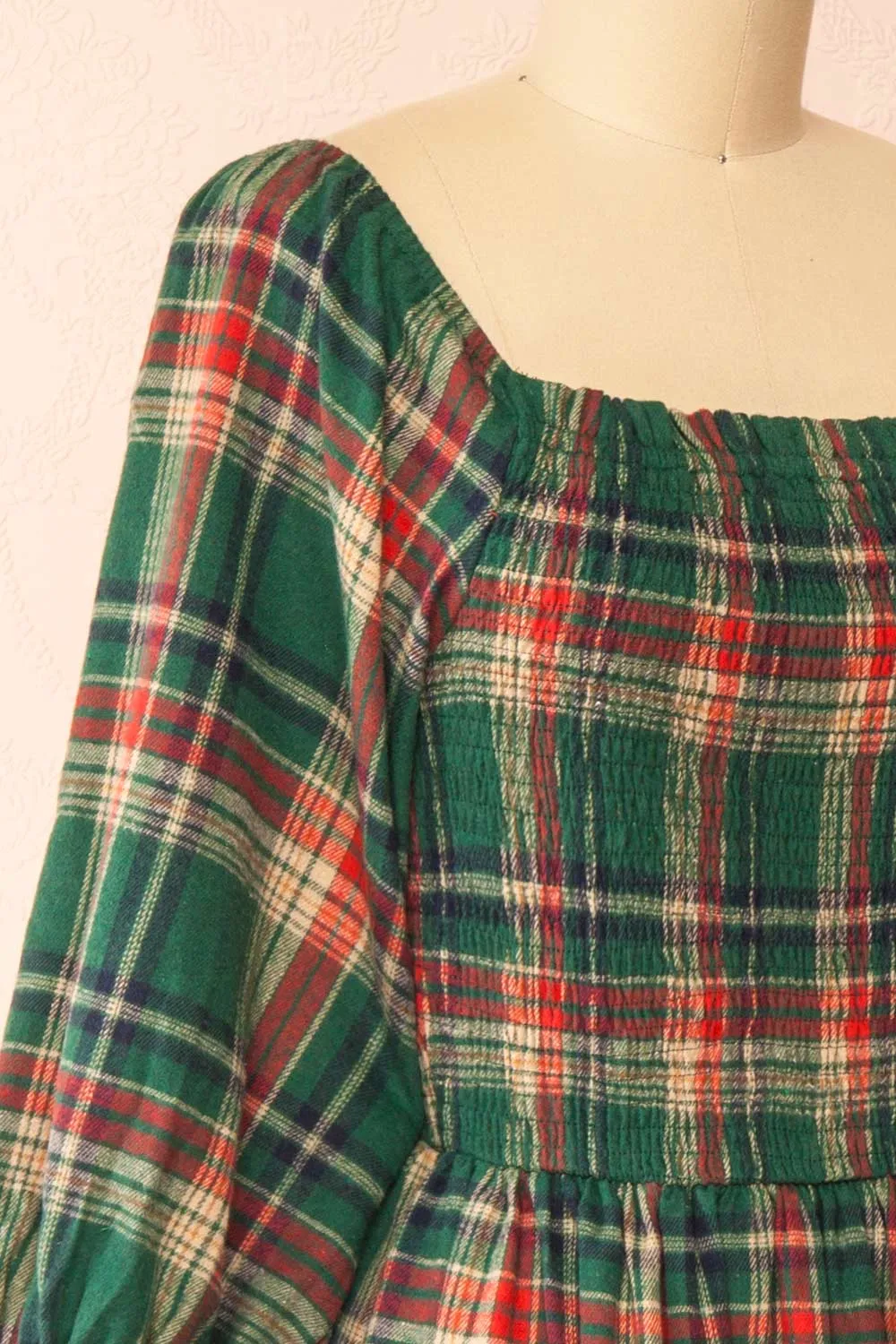 Arellia Green | Plaid Flannel Midi Dress