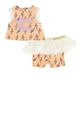 Baby Girls 0-9M Queen Vibes Graphic Tee and Biker Shorts