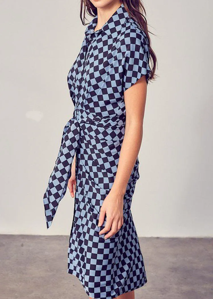 Baldhart Tie Waist Dress - Mineral Blue-***FINAL SALE***