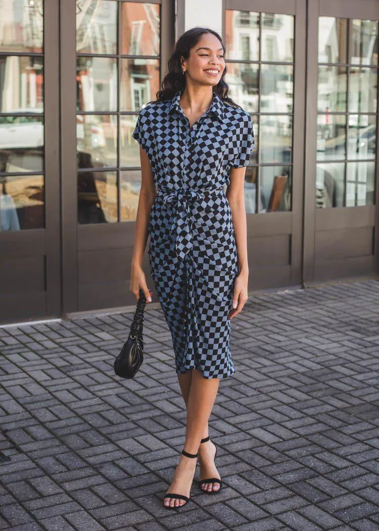 Baldhart Tie Waist Dress - Mineral Blue-***FINAL SALE***