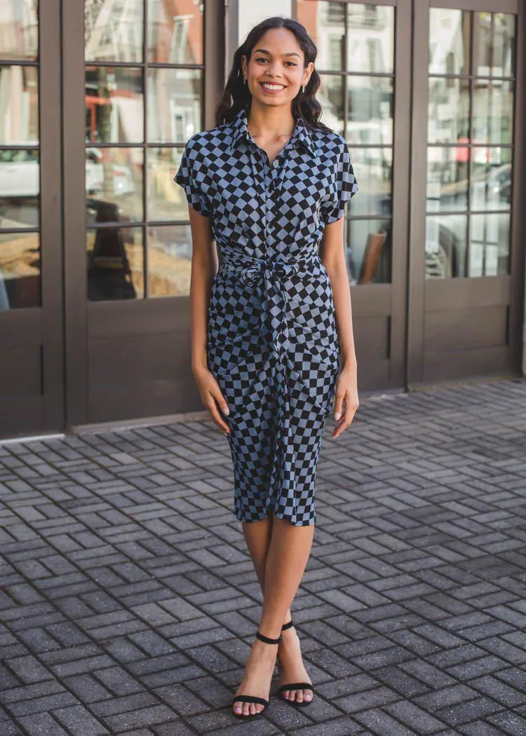 Baldhart Tie Waist Dress - Mineral Blue-***FINAL SALE***