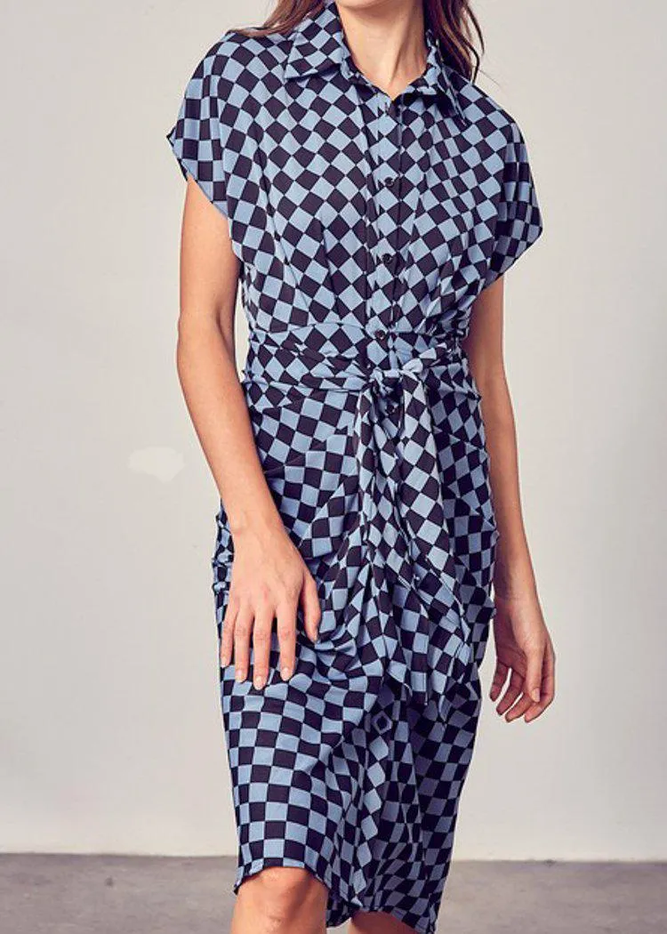 Baldhart Tie Waist Dress - Mineral Blue-***FINAL SALE***