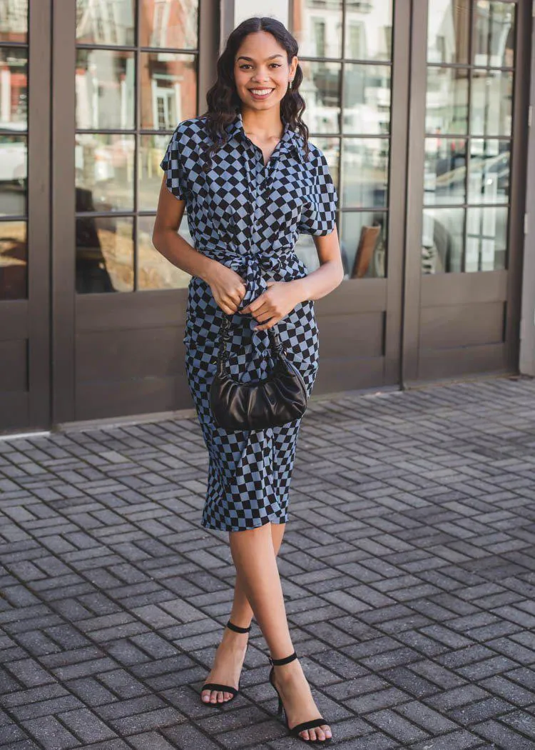 Baldhart Tie Waist Dress - Mineral Blue-***FINAL SALE***