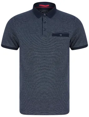 Bardell Cotton Jacquard Polo Shirt with Chest Pocket In Sky Captain Navy - Kensington Eastside