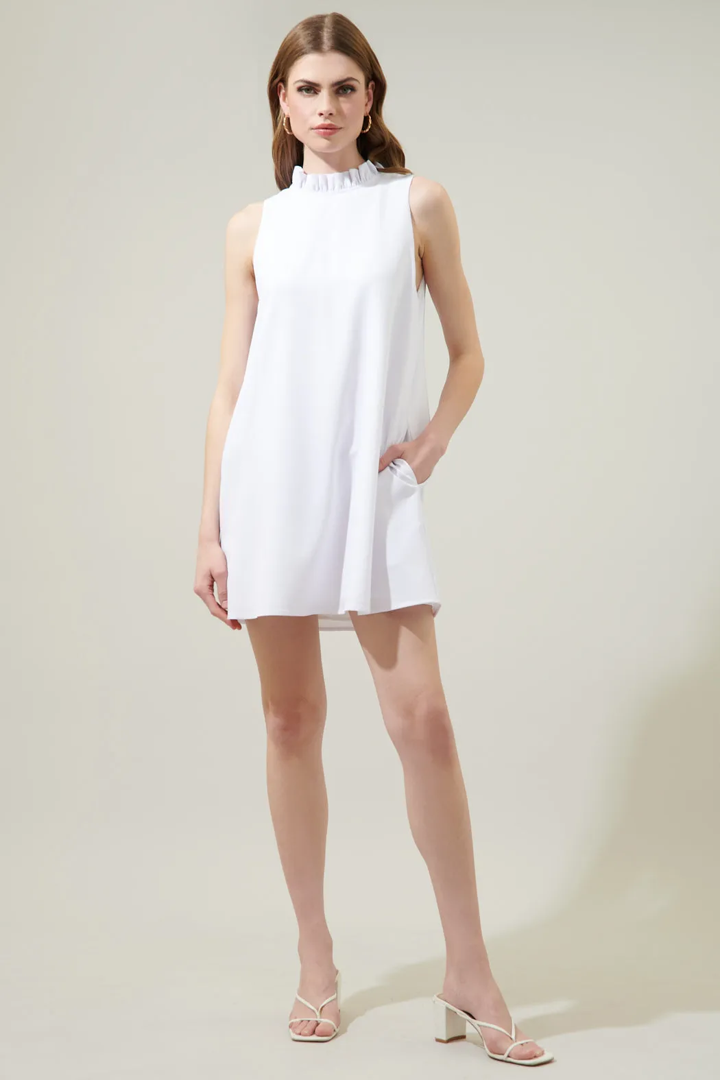 Benson Trapeze Mock Neck Mini Dress
