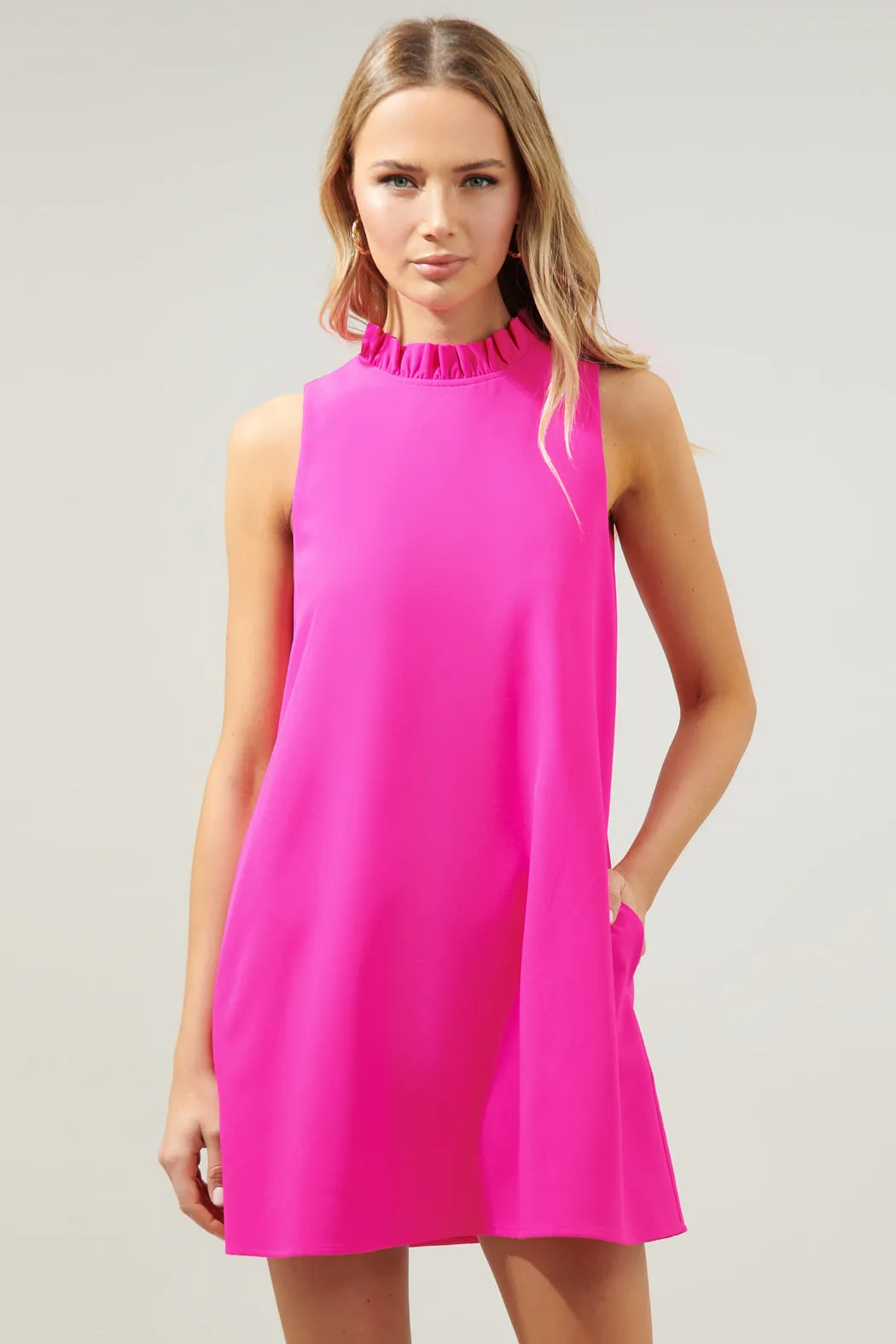 Benson Trapeze Mock Neck Mini Dress