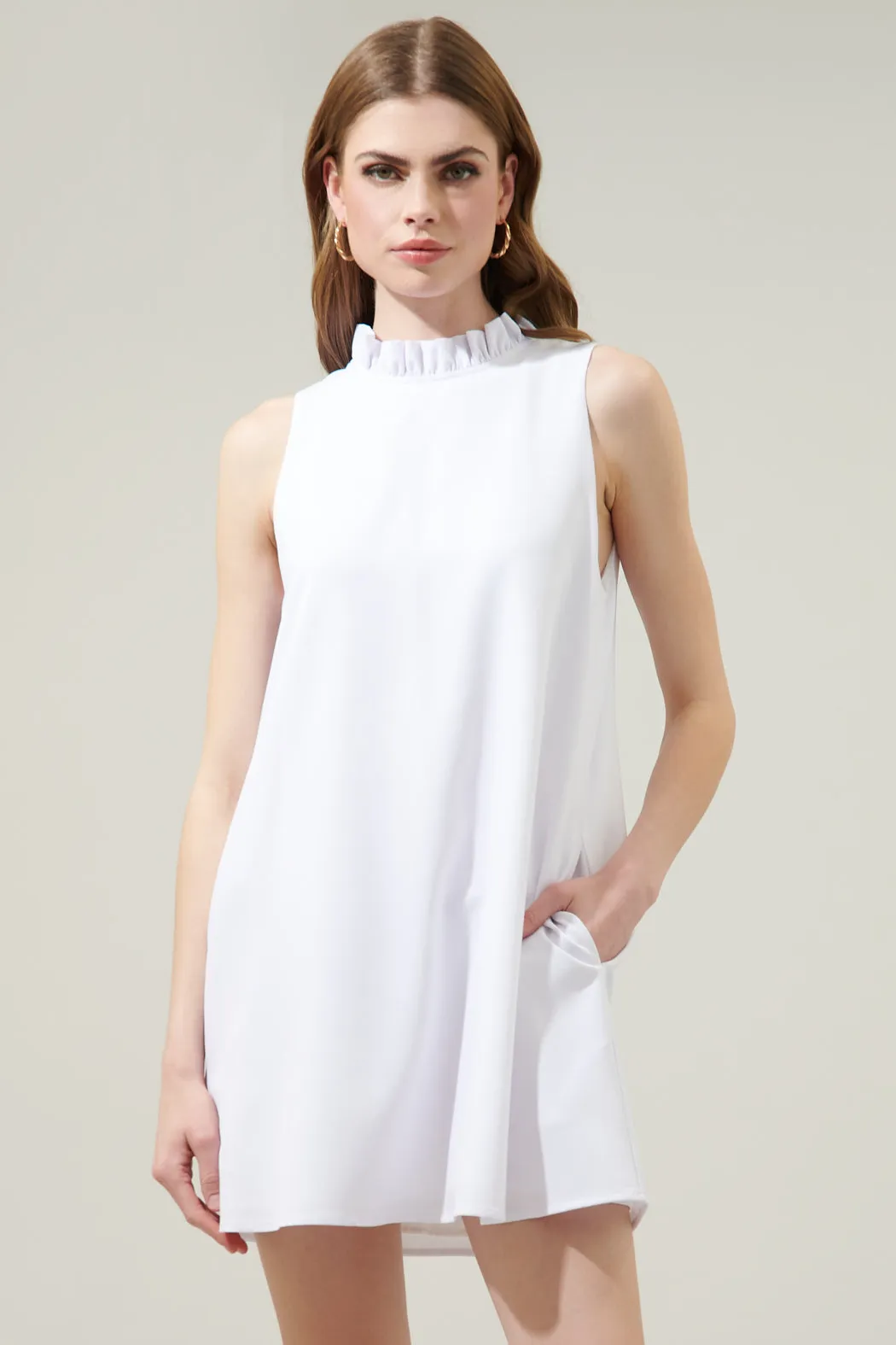 Benson Trapeze Mock Neck Mini Dress