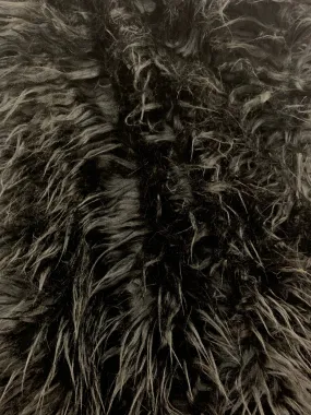Black Mongolian Long Pile Fake Faux Fur Fabric Sold By The Yard