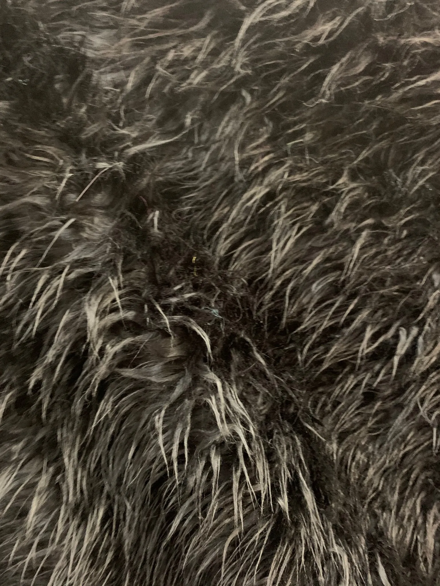 Black Mongolian Long Pile Fake Faux Fur Fabric Sold By The Yard