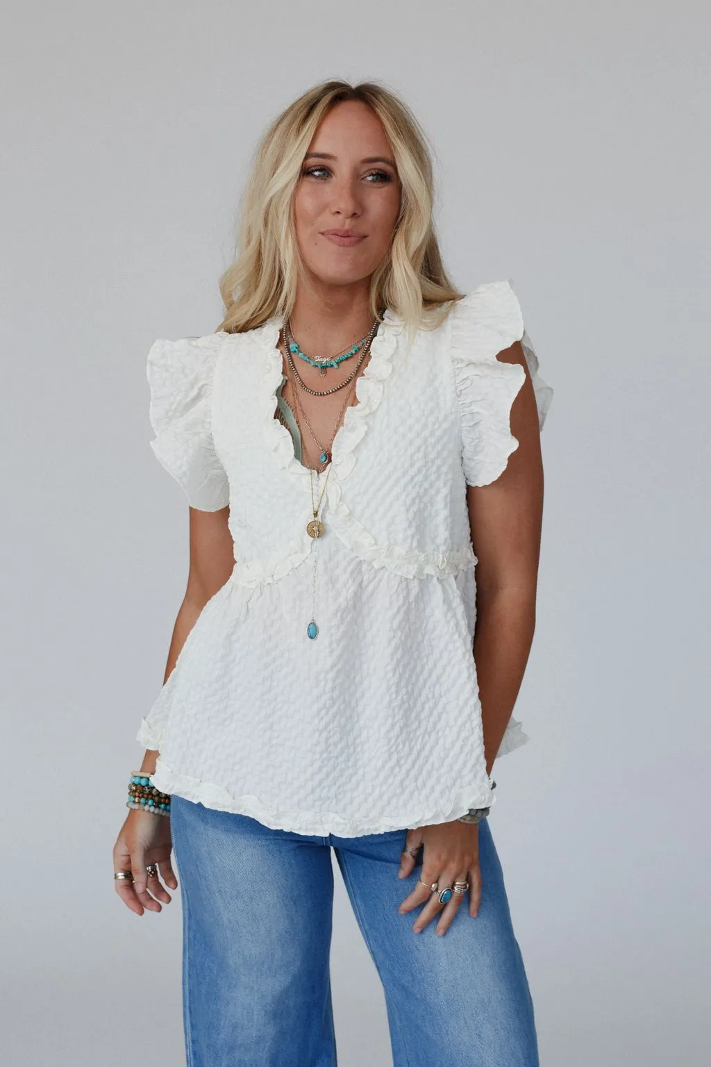 Bound To Do Textured Top - Ivory