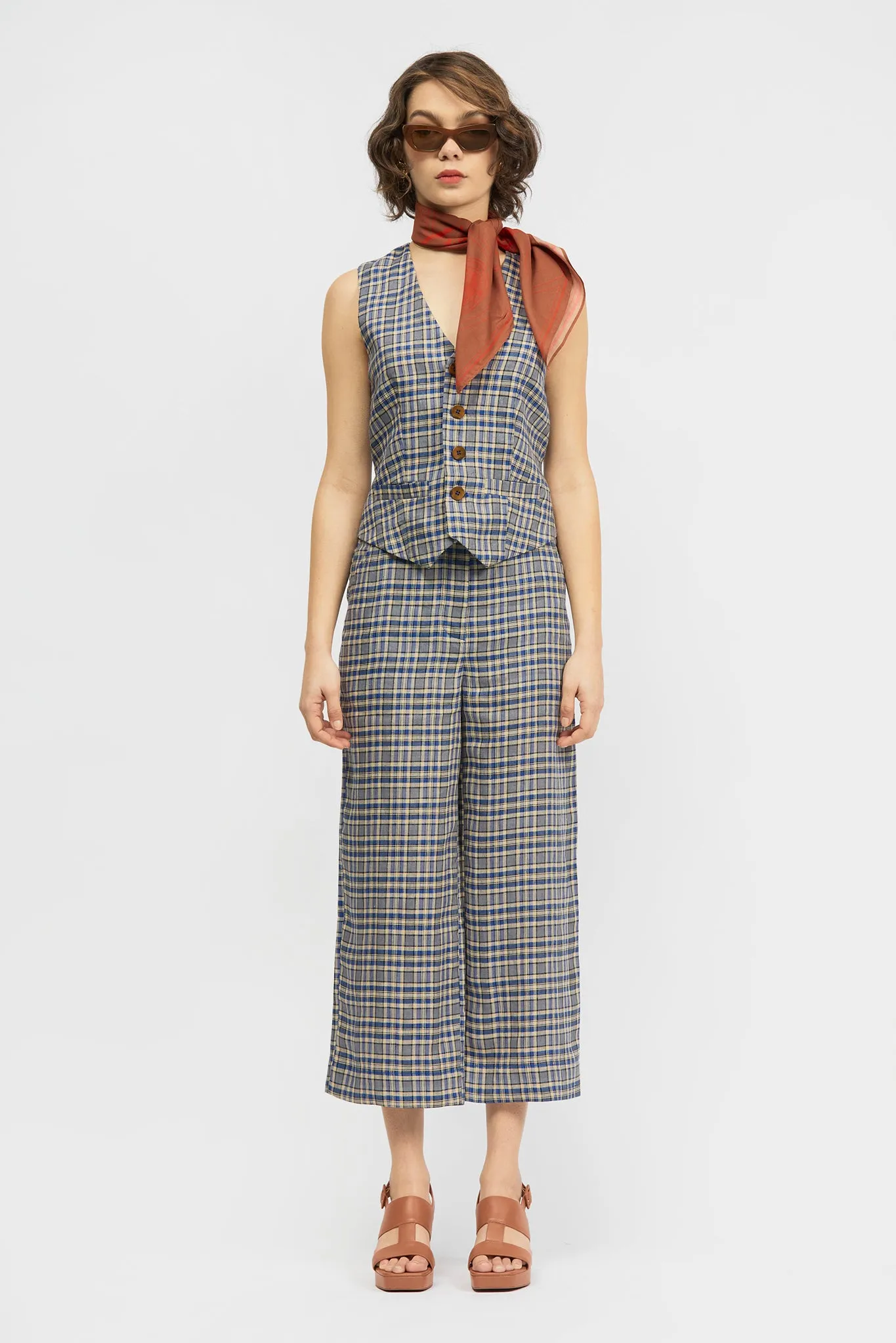 Brisa Pant Blue/Cream Check