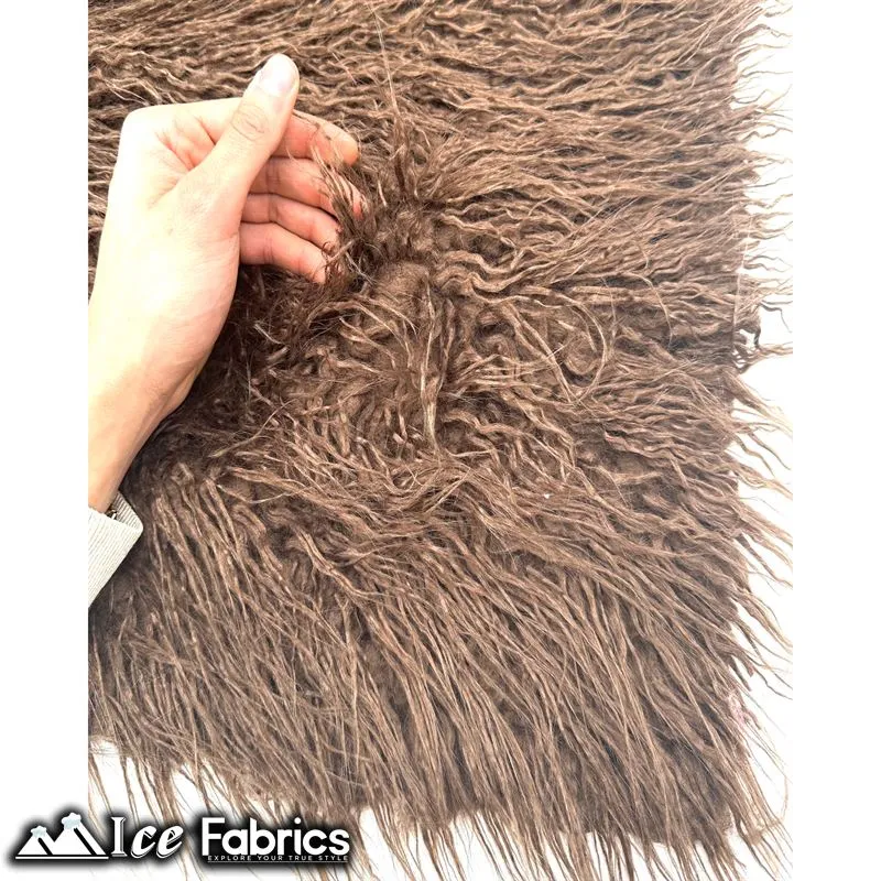 Brown Long Pile Yeti Mongolian Faux Fur Fabric | 4” Pile