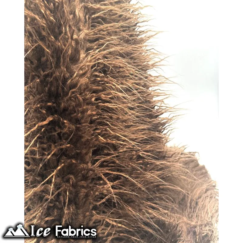 Brown Long Pile Yeti Mongolian Faux Fur Fabric | 4” Pile