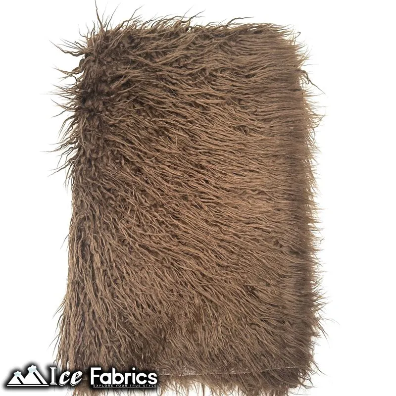 Brown Long Pile Yeti Mongolian Faux Fur Fabric | 4” Pile