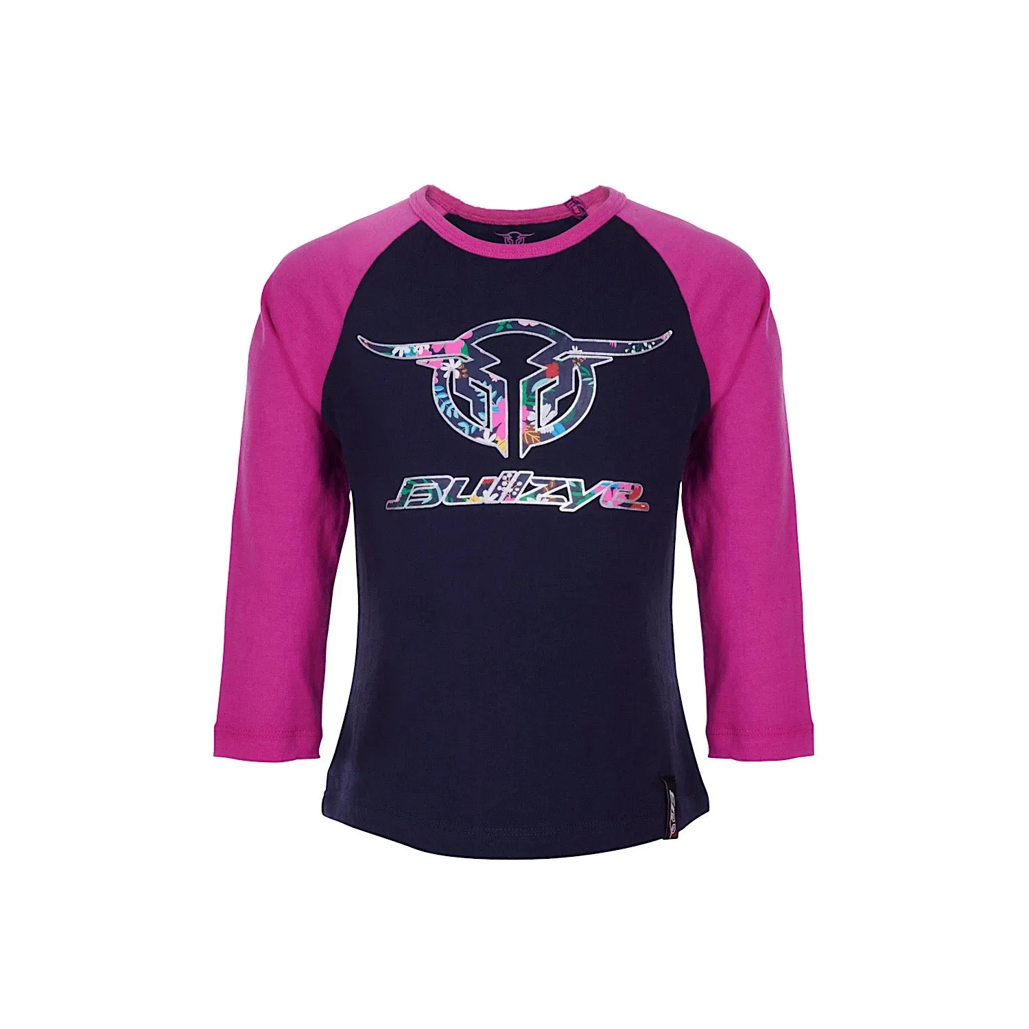 Bullzye Girls Wildflower L/S Raglan Tee Dark Navy/Rose