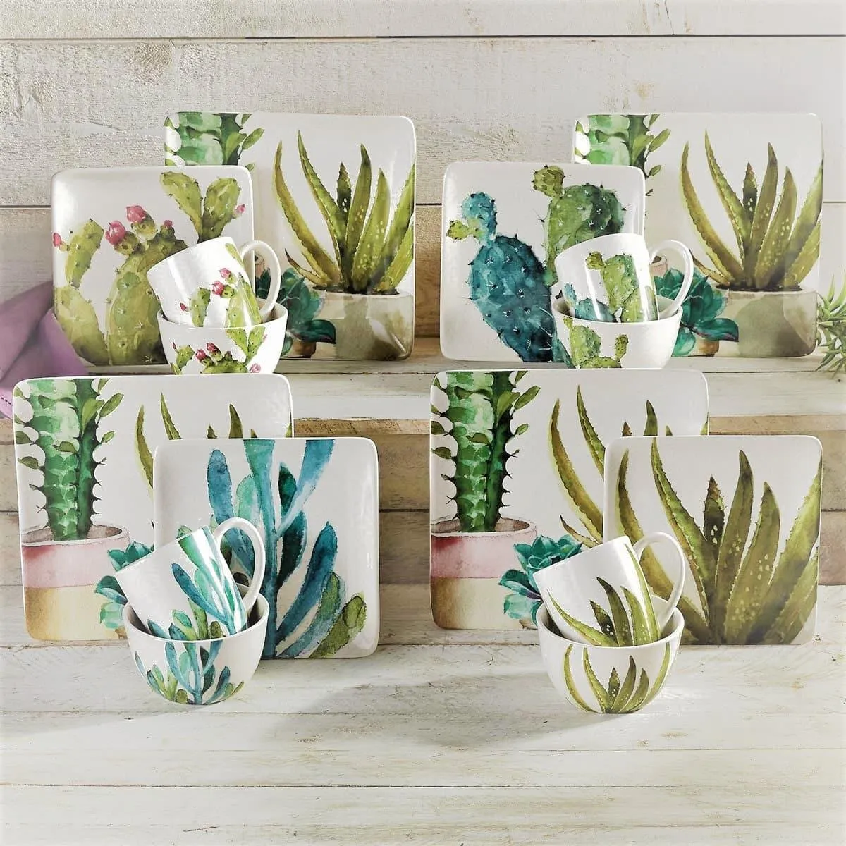 Cactus and Succulent Design Dessert Plates