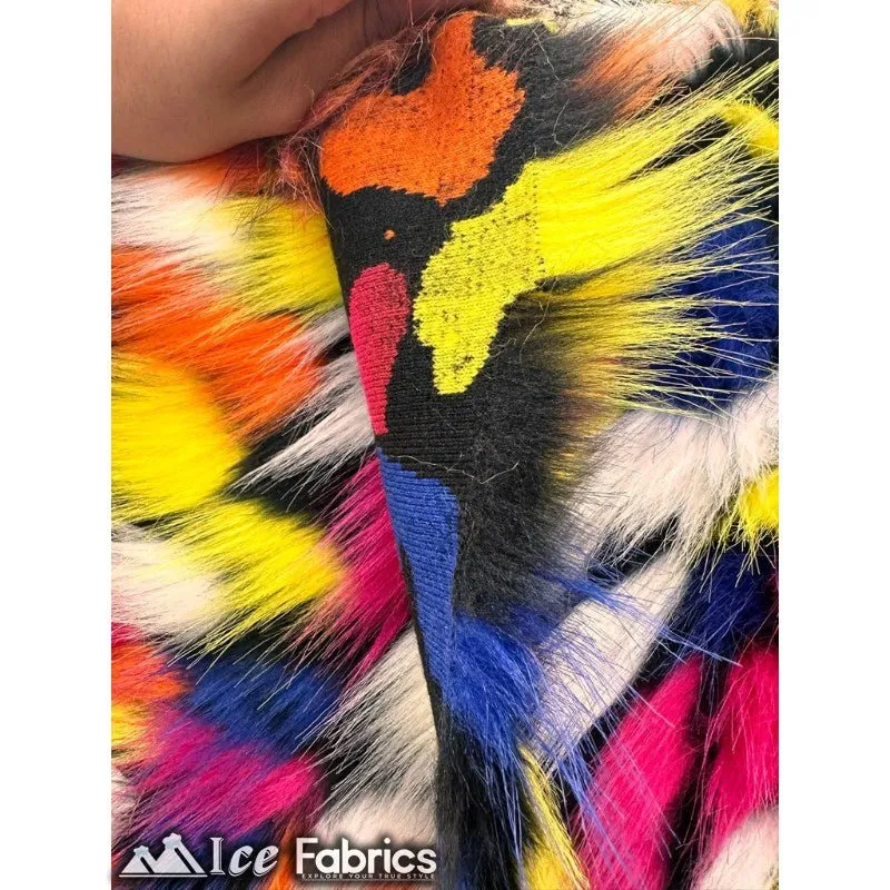 Canadian multi color Faux Fur Fabric By The Yard