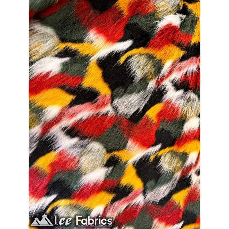 Canadian multi color Faux Fur Fabric By The Yard