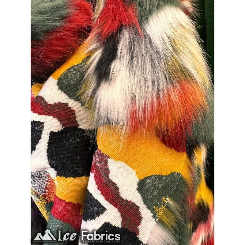 Canadian multi color Faux Fur Fabric By The Yard