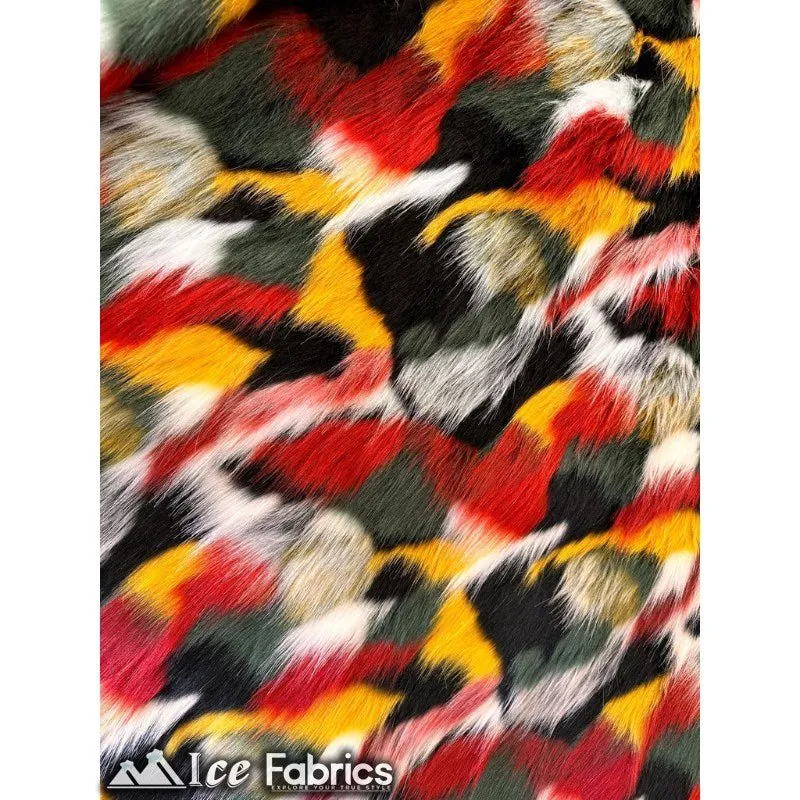 Canadian multi color Faux Fur Fabric By The Yard