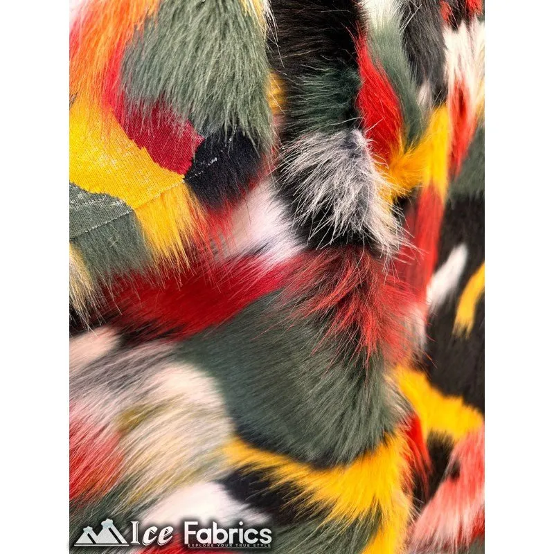 Canadian multi color Faux Fur Fabric By The Yard
