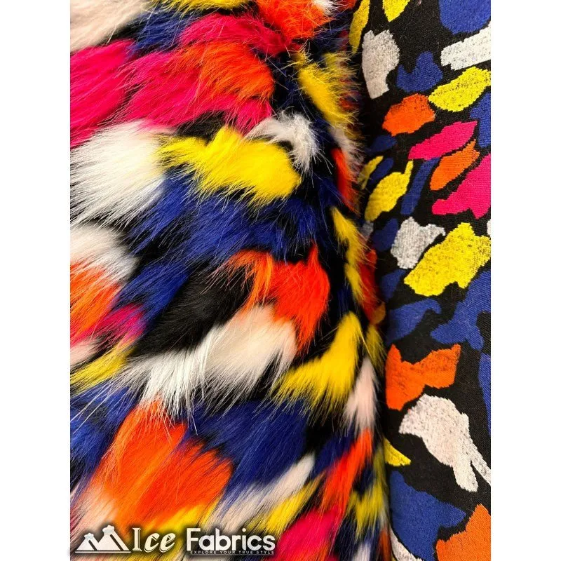 Canadian multi color Faux Fur Fabric By The Yard