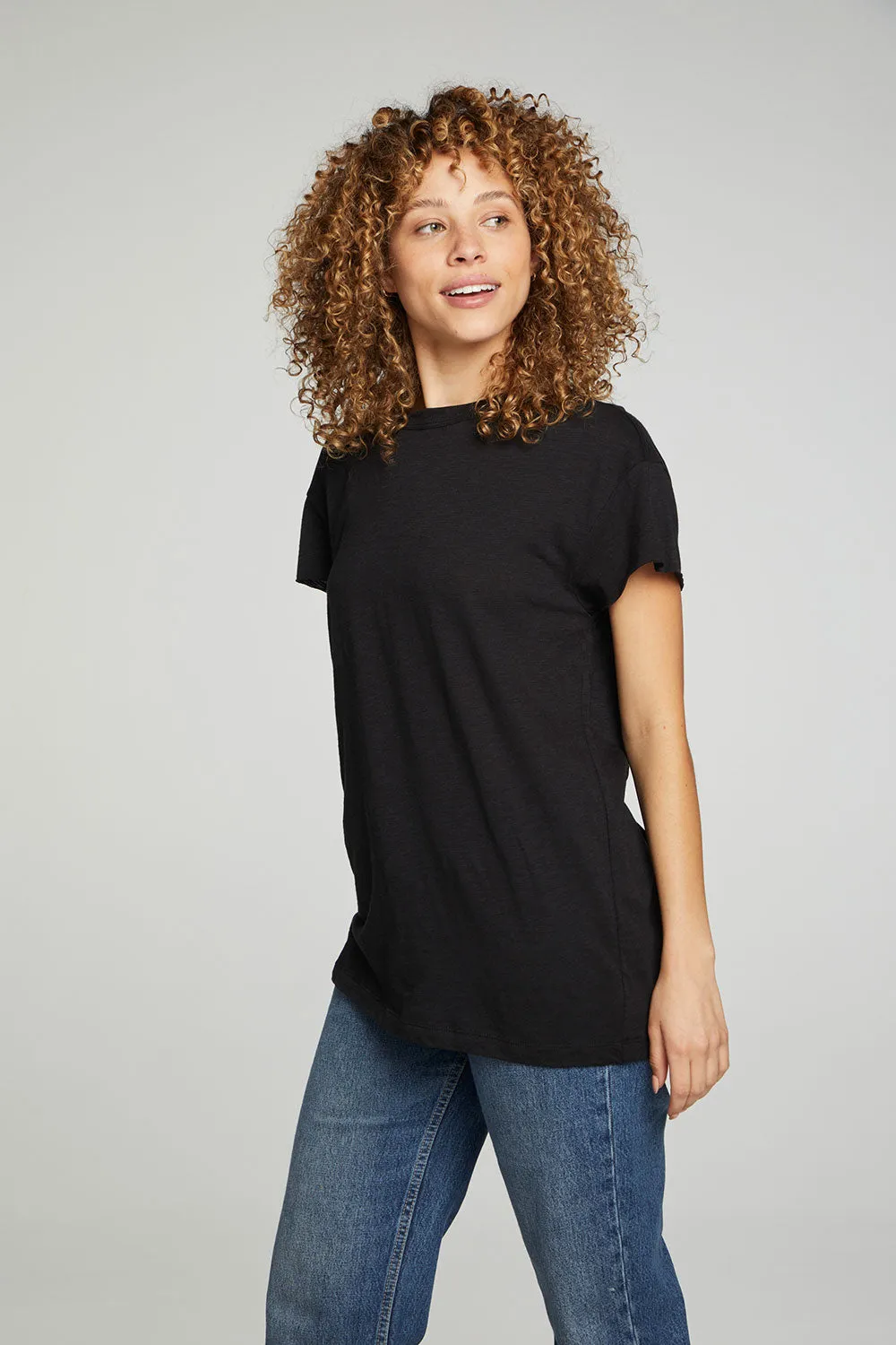 Cap Sleeve Crew Neck Tee