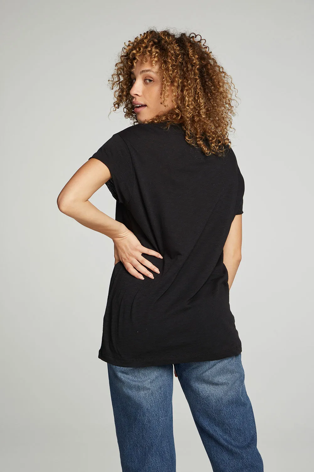 Cap Sleeve Crew Neck Tee