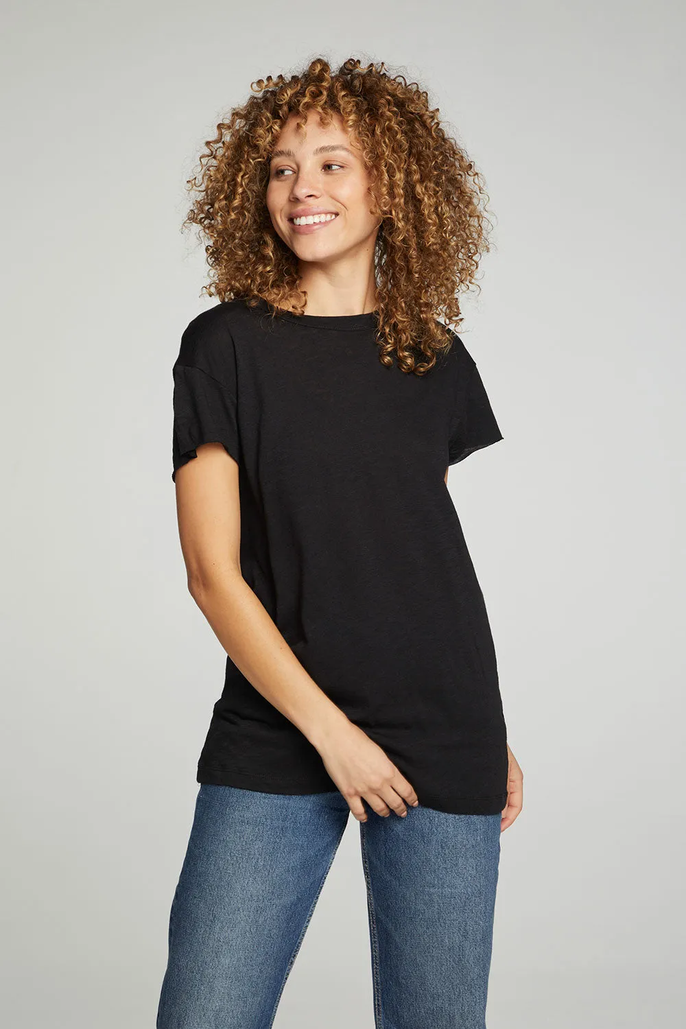 Cap Sleeve Crew Neck Tee