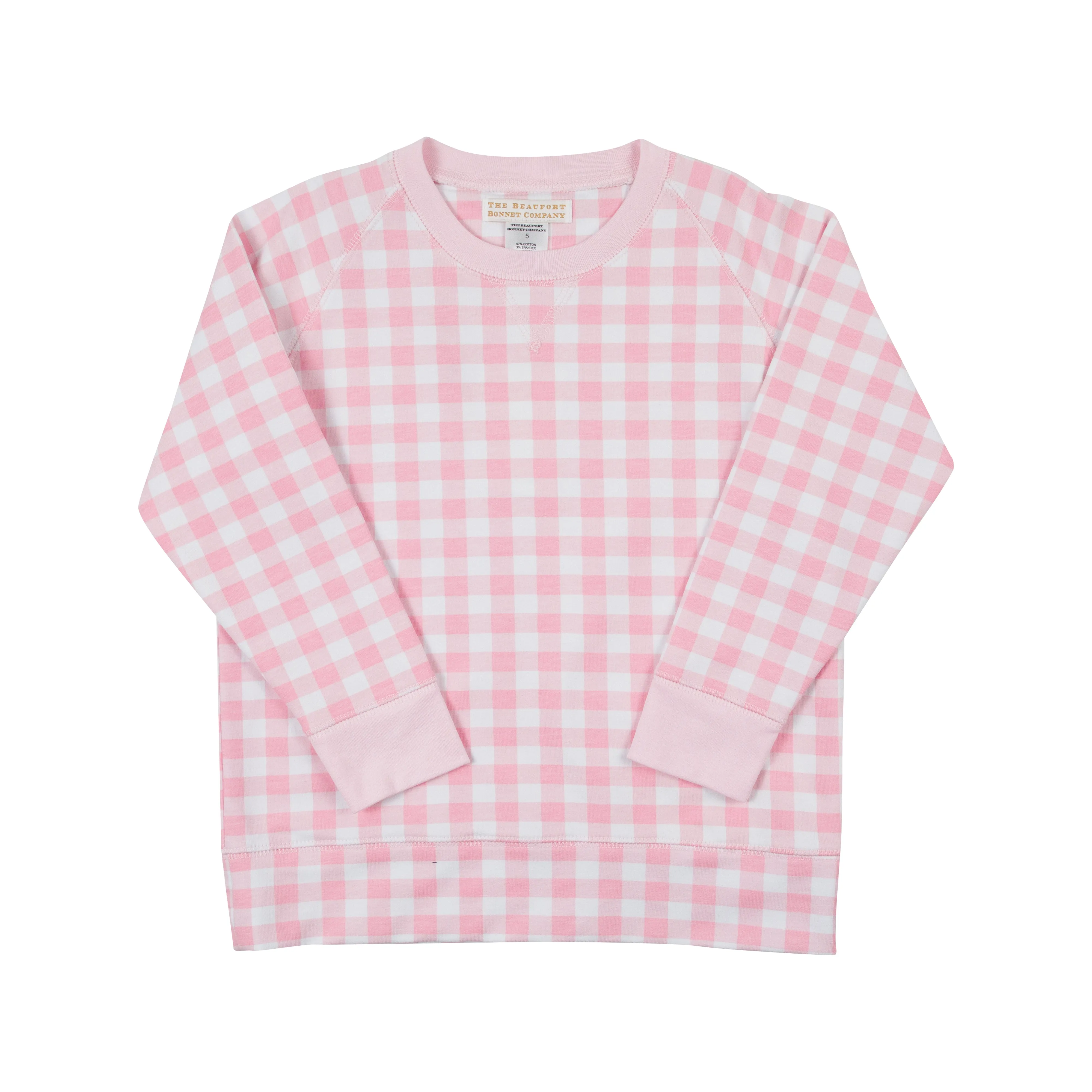 Cassidy Comfy Crewneck - Palm Beach Pink Gingham with Palm Beach Pink