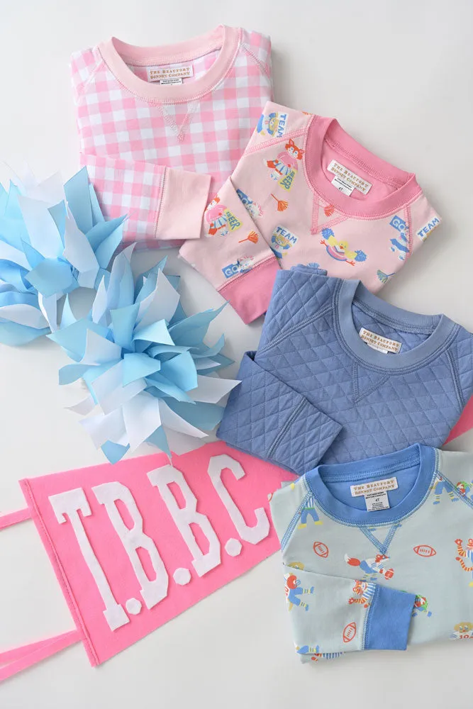 Cassidy Comfy Crewneck - Palm Beach Pink Gingham with Palm Beach Pink