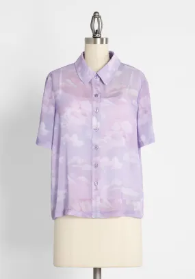 Caught in a Daze-Dream Mesh Button-Up Top